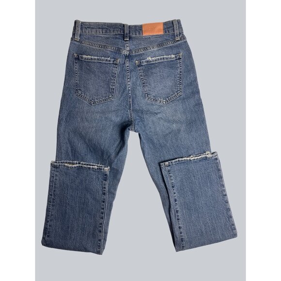 Pistola Distressed Blue Denim Jeans High rise Sz 26 Ripped knee Straight Leg - Picture 6 of 10